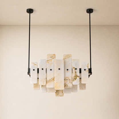 Pietra White Marble Panel Chandelier 27.5"W
