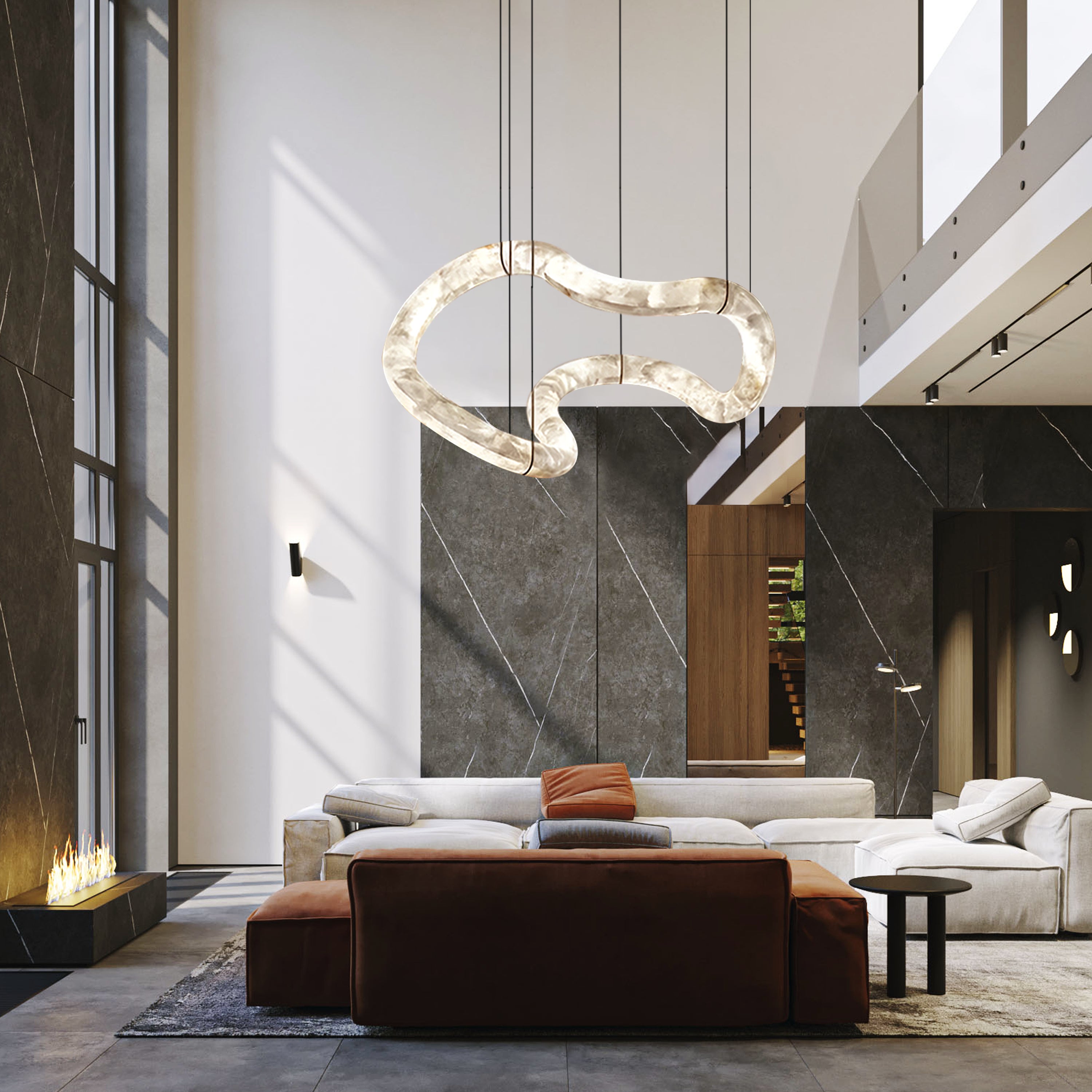 Infinity Symmetrical Alabaster Chandelier 55.5"