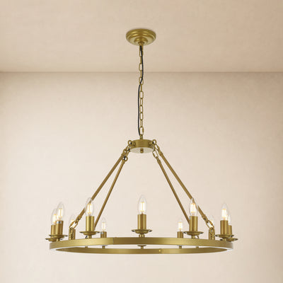 Wagon Wheel Candle Round Chandelier 31"D