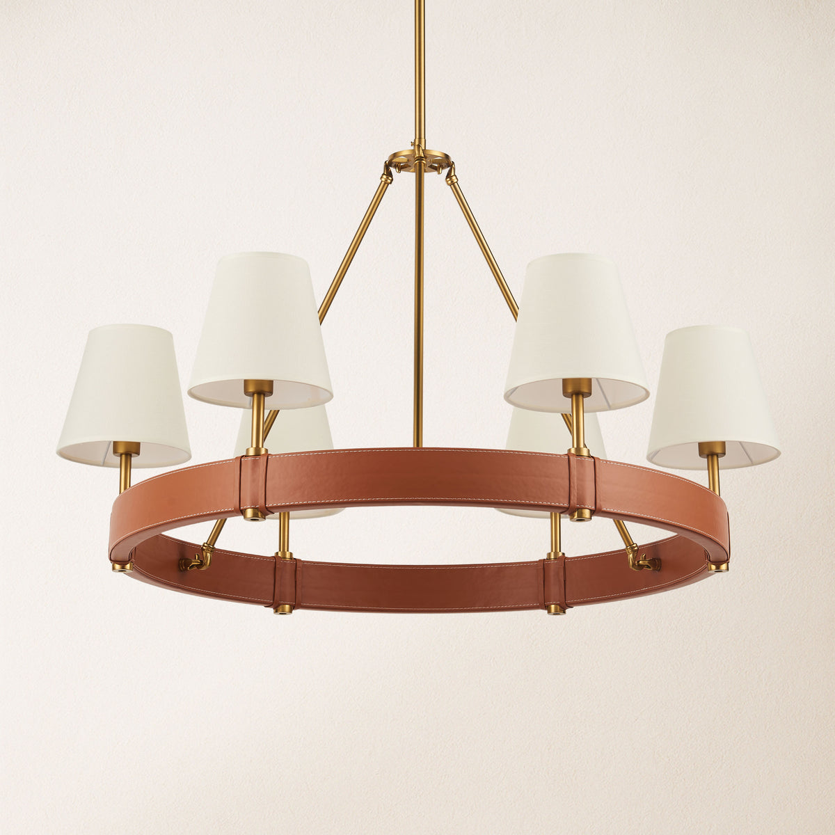 Corvella Leather Round Chandelier 34"D