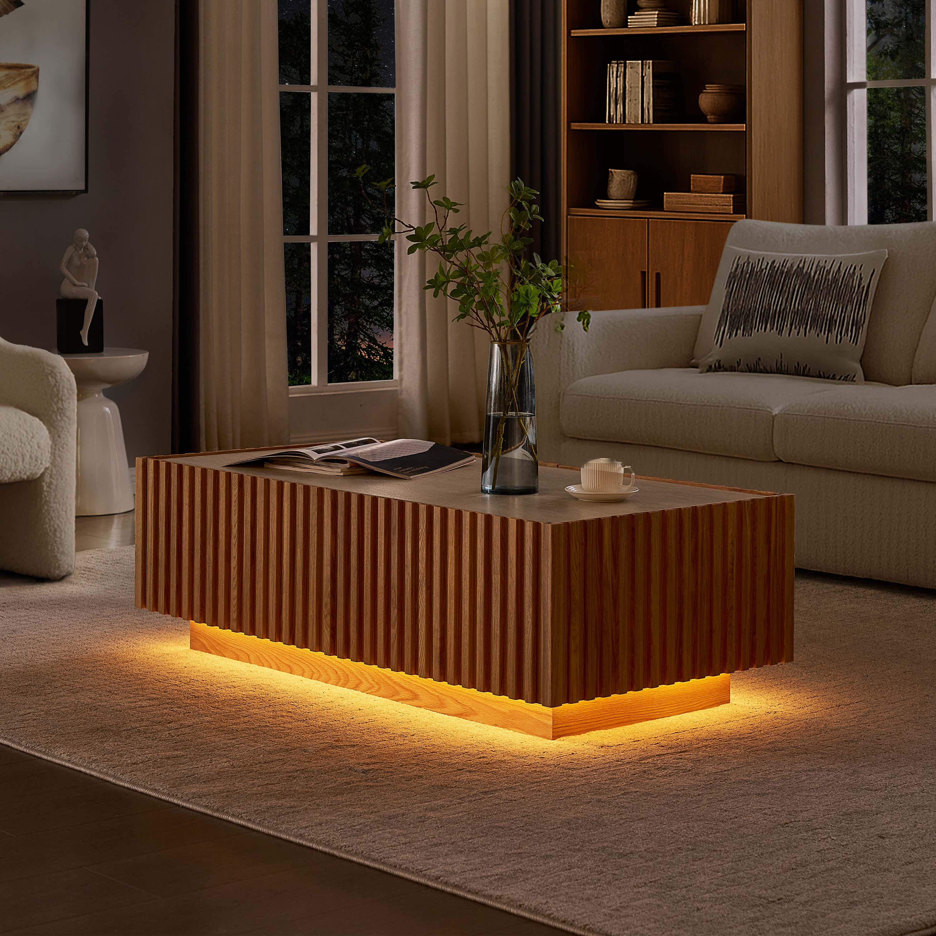 Isla Oak Sintered Stone Rectangle Coffee Table 47"