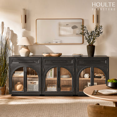 Alvar Arched 96" Oak Sideboard with Drawers(Set of 3)