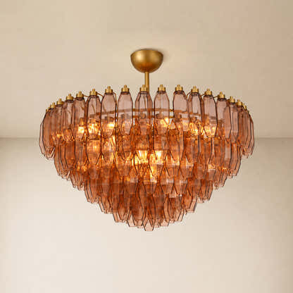 Aurembra Amber Glass Round Chandelier 35.4"D
