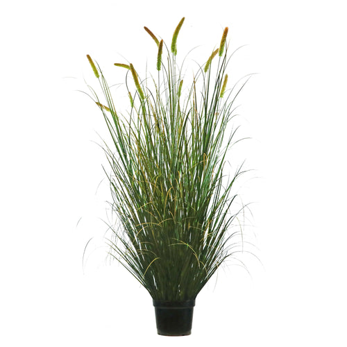 Artificial 14-Head Long Cat Tail with Curved Onion Grass Bonsai 9.4"H