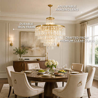 Lucentra Crystal Tiered Round Pendant 32"D