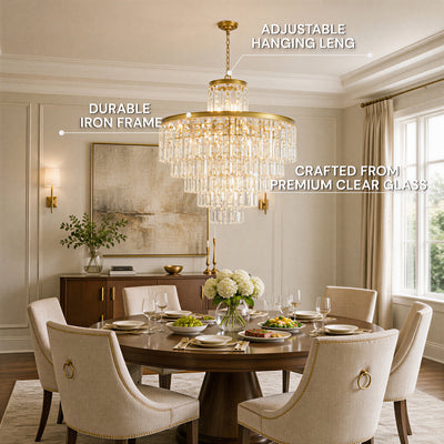Lucentra Crystal Tiered Round Pendant 32"D