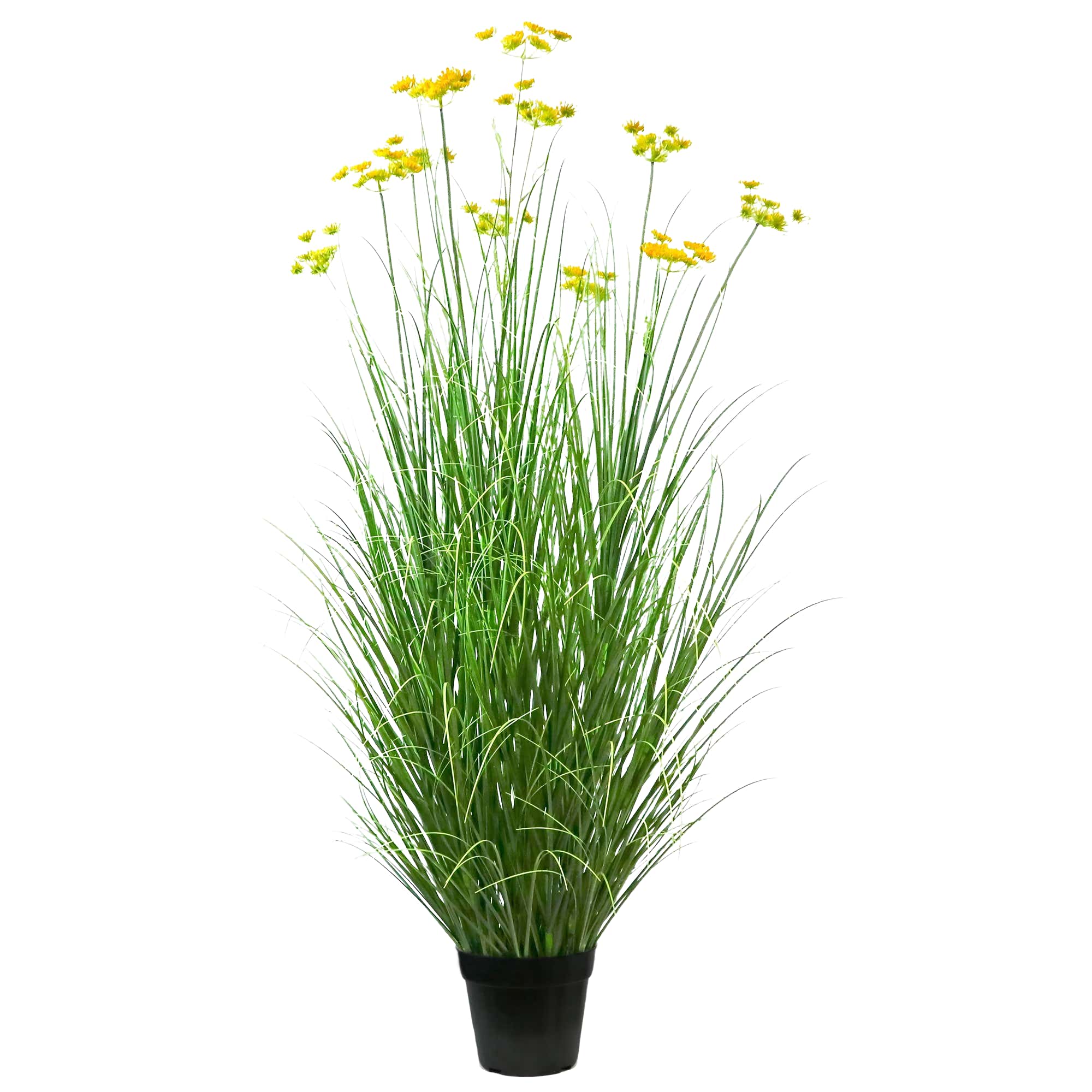 Artificial 11-Head Carrot Flower with Curved Onion Grass Bonsai 55"H
