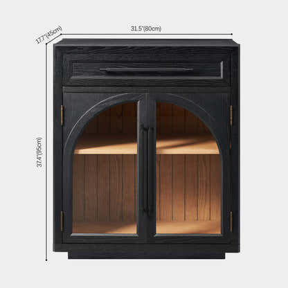 Alvar Arched 62.9" Oak Sideboard with Drawers(Set of 2)