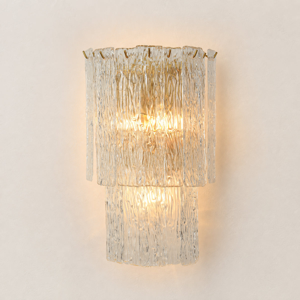 Solvienne Textured Glass Tiered Wall Sconce 10"W 