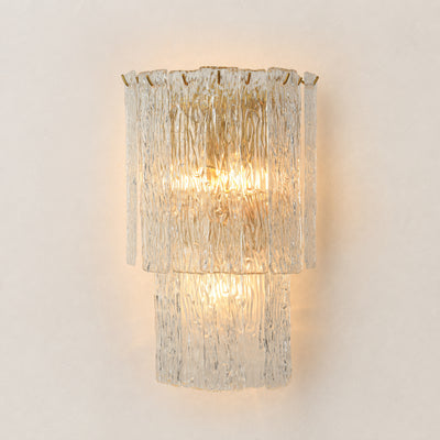 Solvienne Textured Glass Tiered Wall Sconce 10"W 