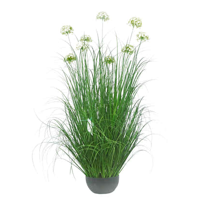 Artificial 9-Head Hydrangea with Curved Onion Grass Bonsai 55"H