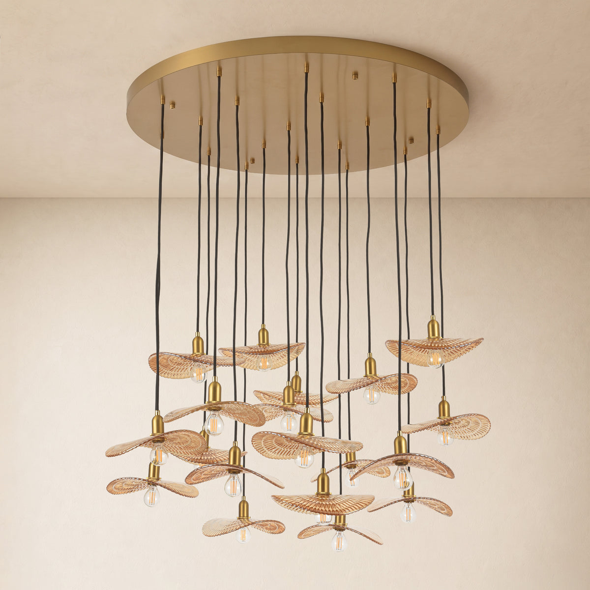 Mirelune Glass Disc Round Chandelier 36"D 