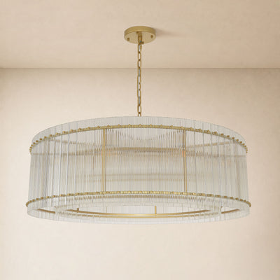 Solvayne Ribbed Glass Round Chandelier 48"D