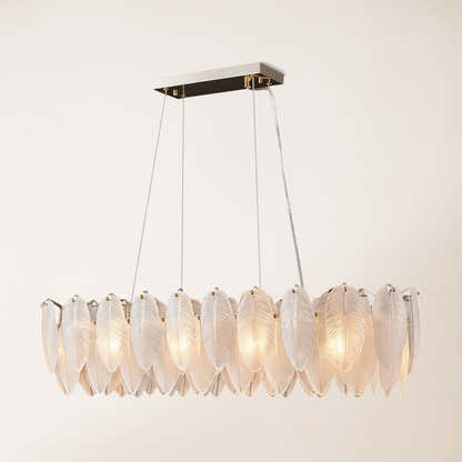 Avelis Glass Feather Linear Chandelier 32"W