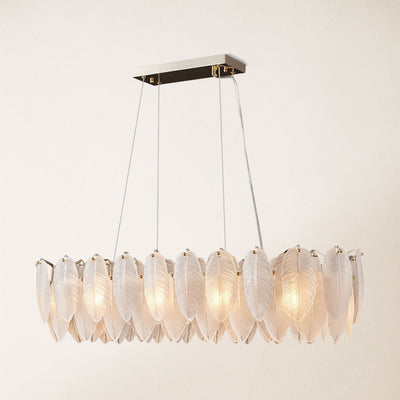 Avelis Glass Feather Linear Chandelier 40"W