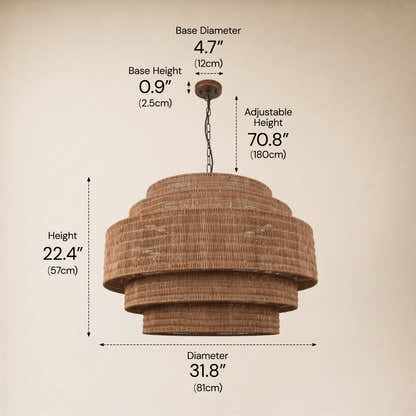 Cavana Rattan Round Chandelier 32"D