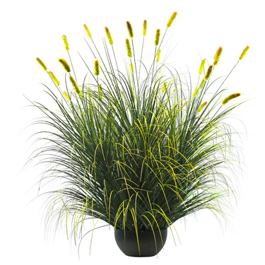 Artificial 28-Head Short Pine Grass with Curved-Straight Onion Grass Bonsai 10.2"H