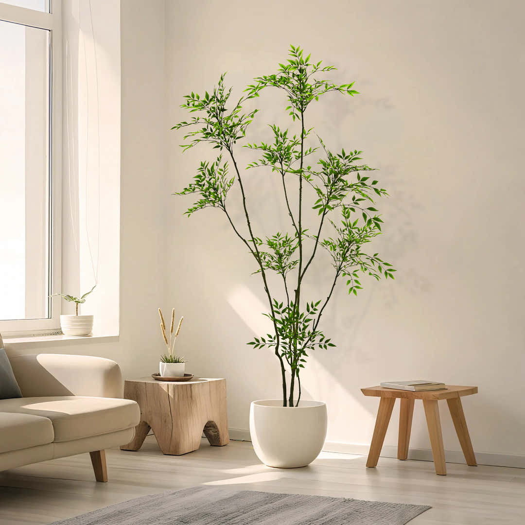 Faux Nandina Tree 83 inches as a tall statement plant