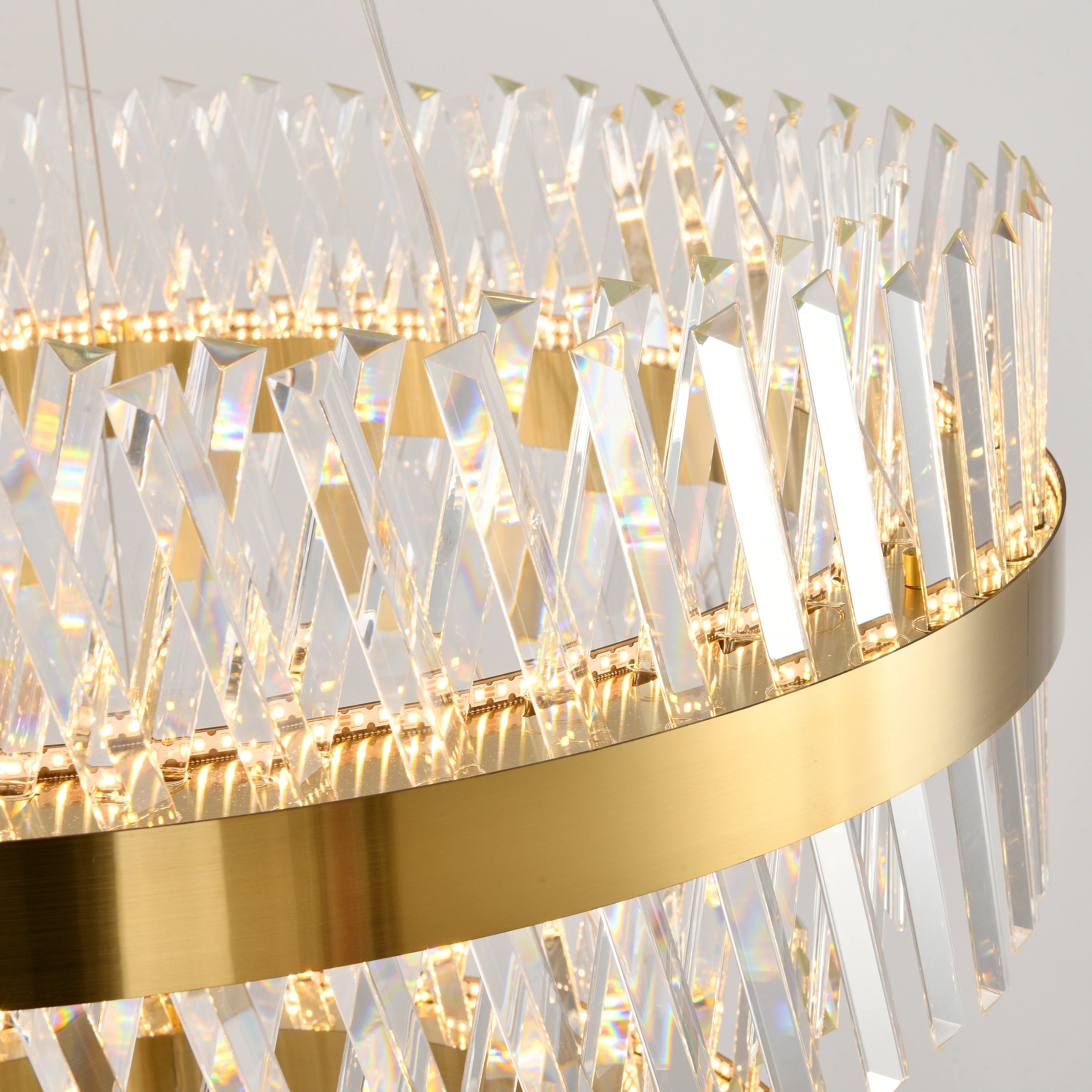 Vetro Prism Crystal 2-Tier Round Chandelier 40"D+31.5"D