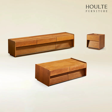 Devon Oak Media Console  And Coffee Table Set