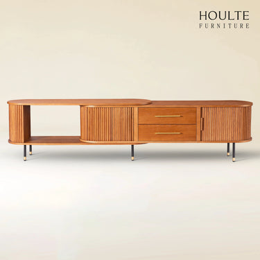 Ewan Oak Extendable Media Console 78.74" to 110.24"