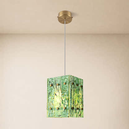 Pietra Green Marble Box Pendant 6.6"W
