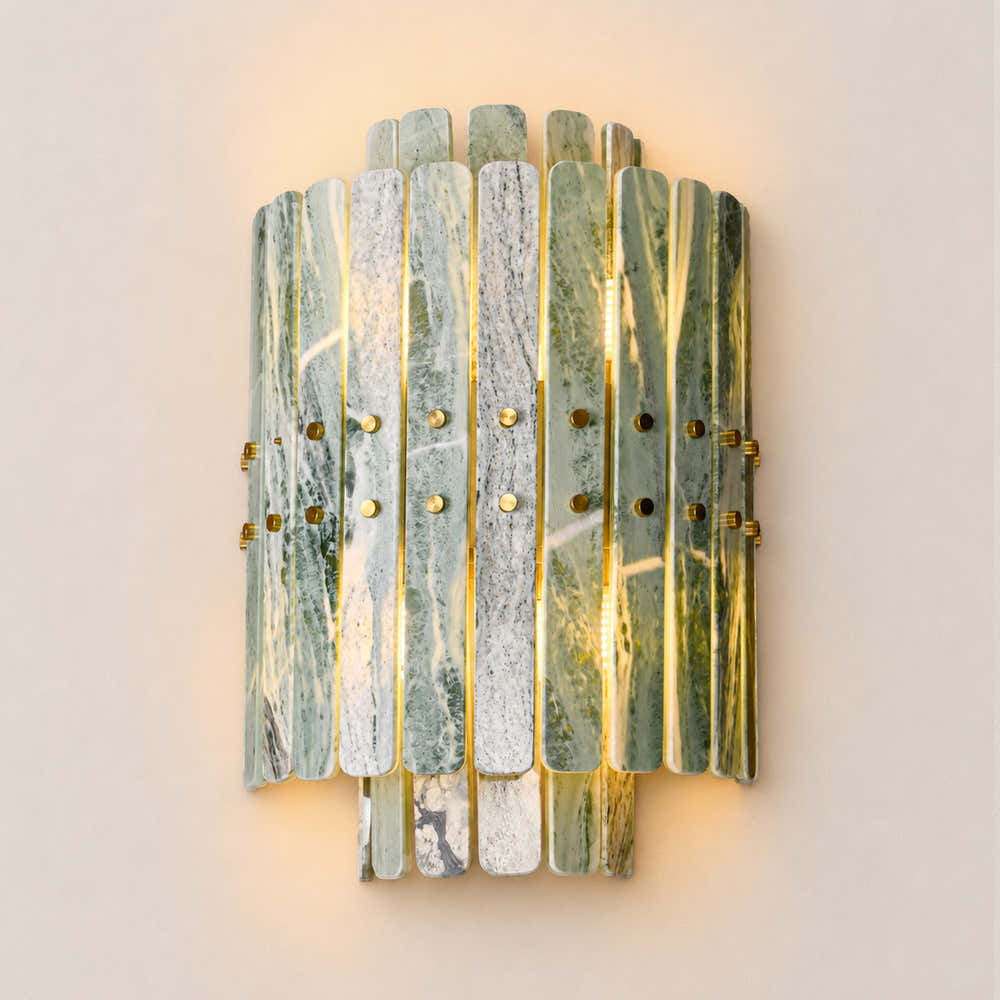 Pietra Green Marble Round Wall Sconce 11.8"D