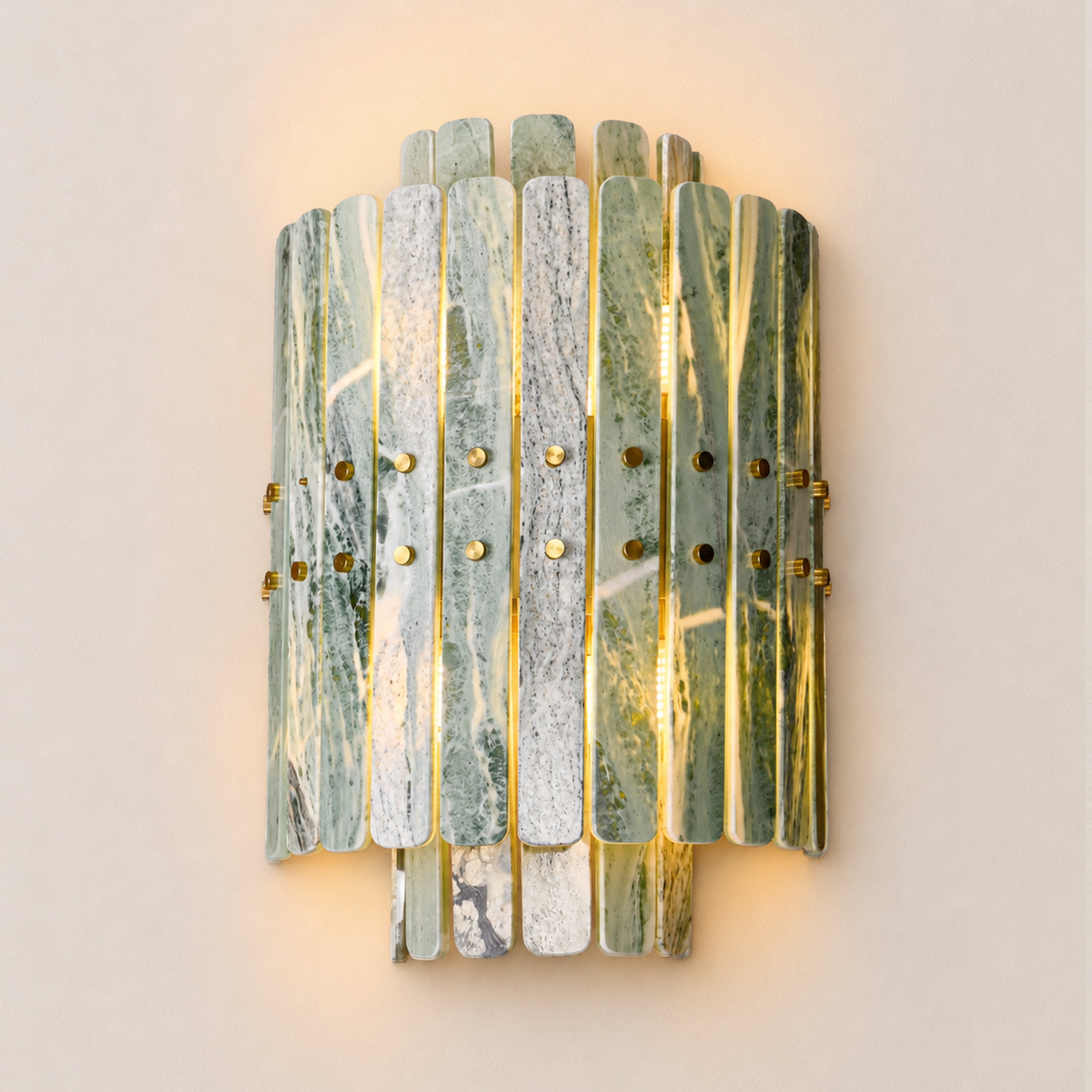 Pietra Green Marble Round Wall Sconce 11.8"D