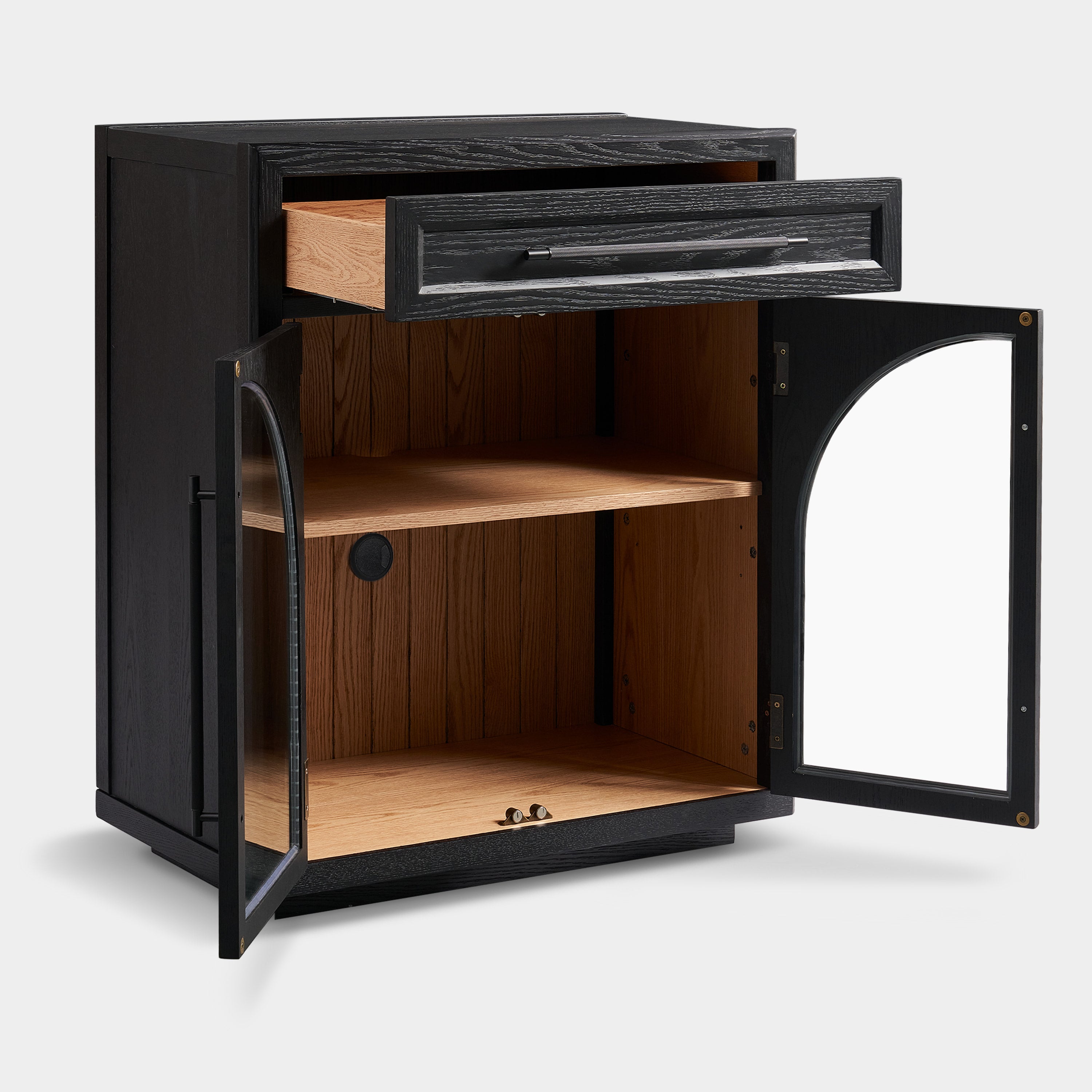 Alvar Arched 94.5" Oak Sideboard with Drawers(Set of 3)