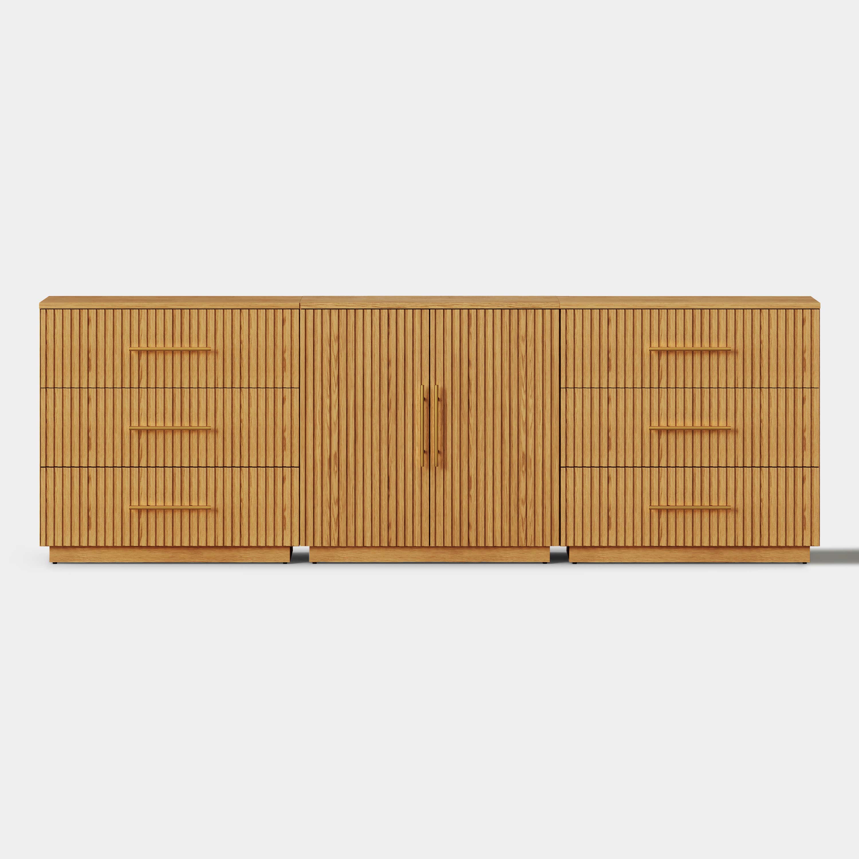 Holt Oak Modular Media Console (Set of 3)