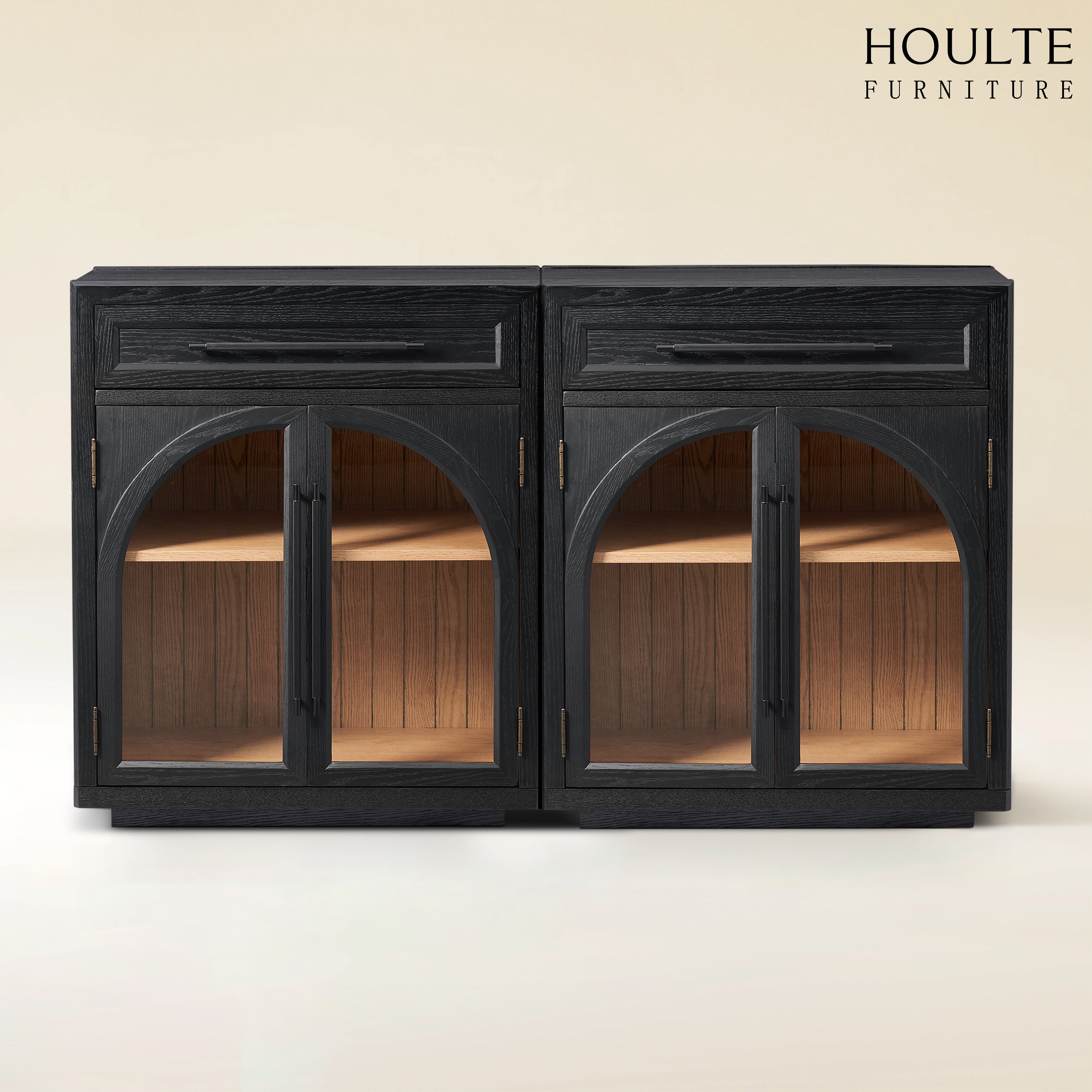 Alvar Arched 64" Oak Sideboard with Drawers(Set of 2)