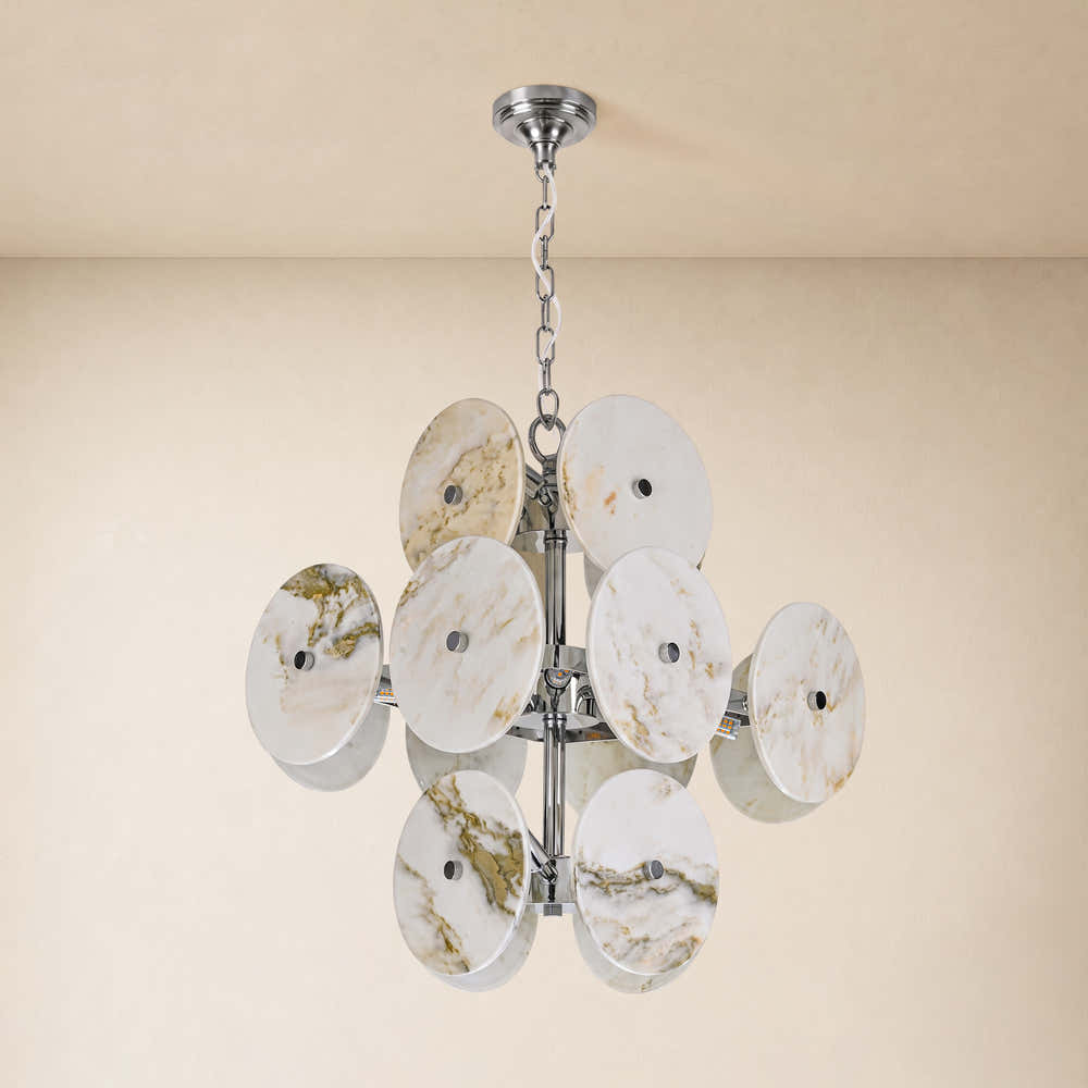 Pietra Ivory Marble Disc Pendant 17.7"D