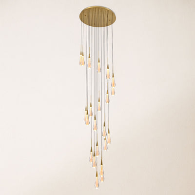 Teardrop Crystal Drop Round Chandelier