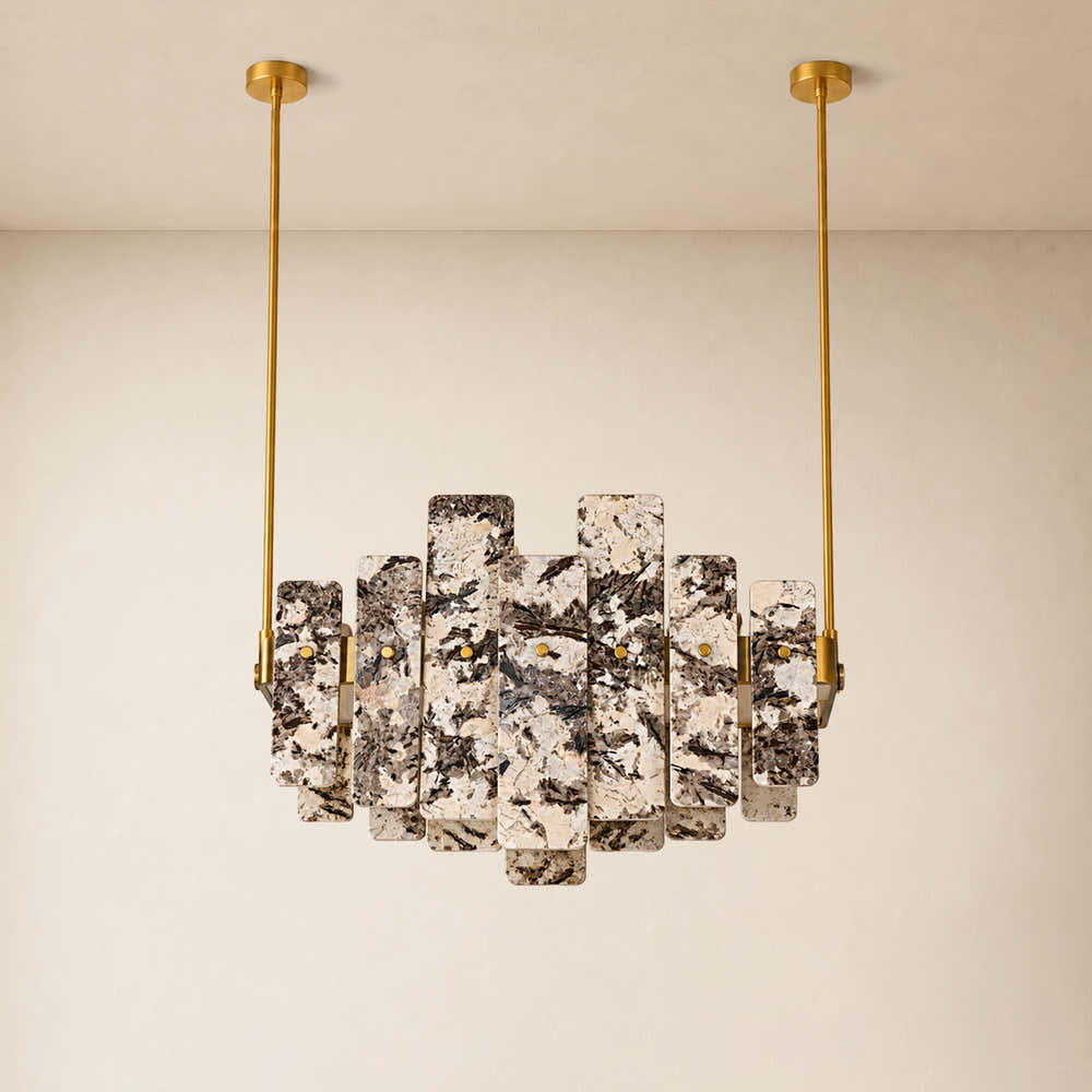 Pietra Amber Marble Panel Chandelier 27.5"W