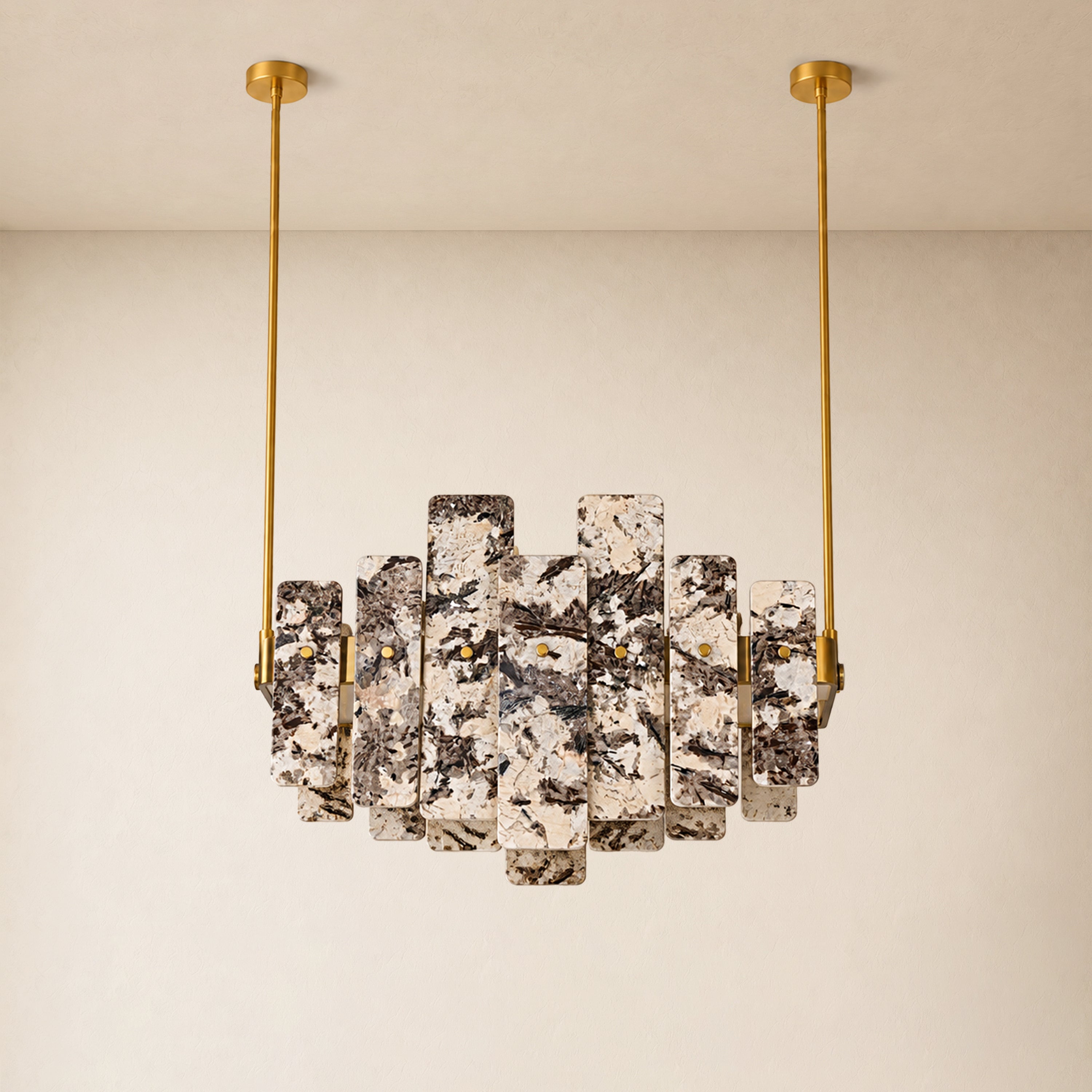 Pietra Amber Marble Panel Chandelier 27.5"W