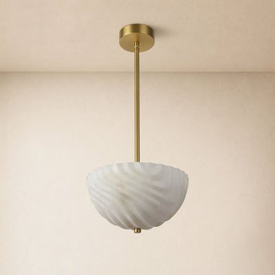 Nyrelle Resin Fluted Bowl Pendant Light 11.8"D