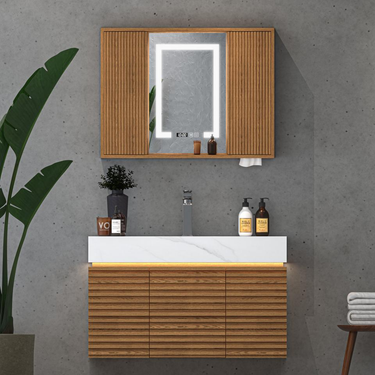 Isla Oak Vanity with Mirror 35.4"