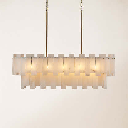 Nivislight Alabaster 2-Tier Rectangular Chandelier 40"D