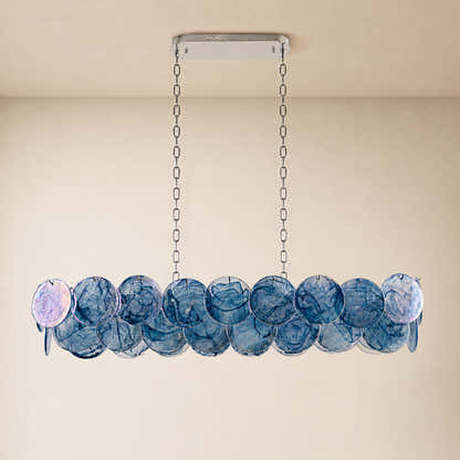 Auralis Blue Glass Disc Linear Chandelier 47.2"W