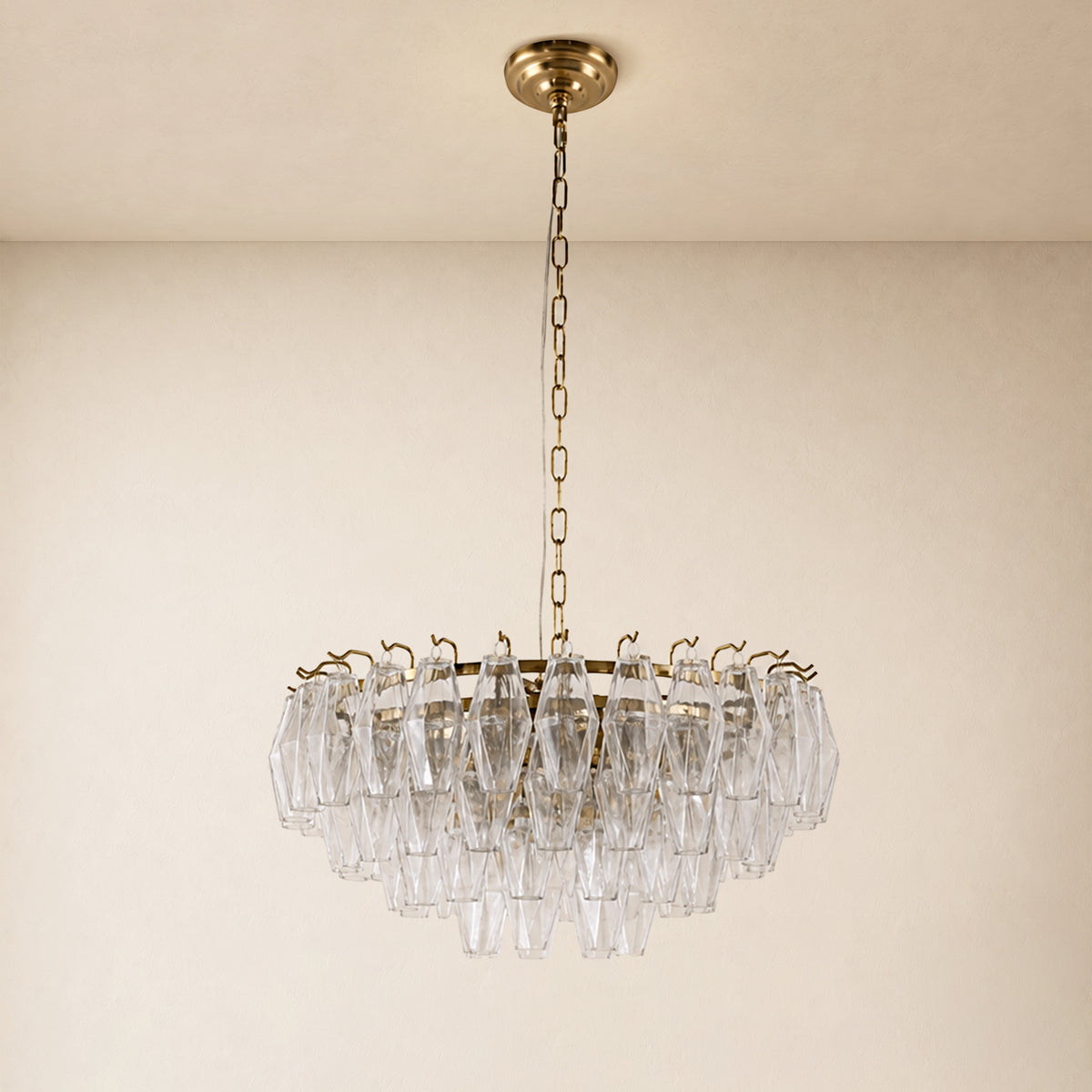 Celestial Drop Glass Round Chandelier 11.8"D