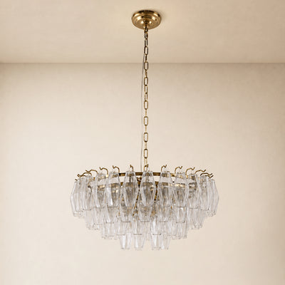 Celestial Drop Glass Round Chandelier 11.8"D