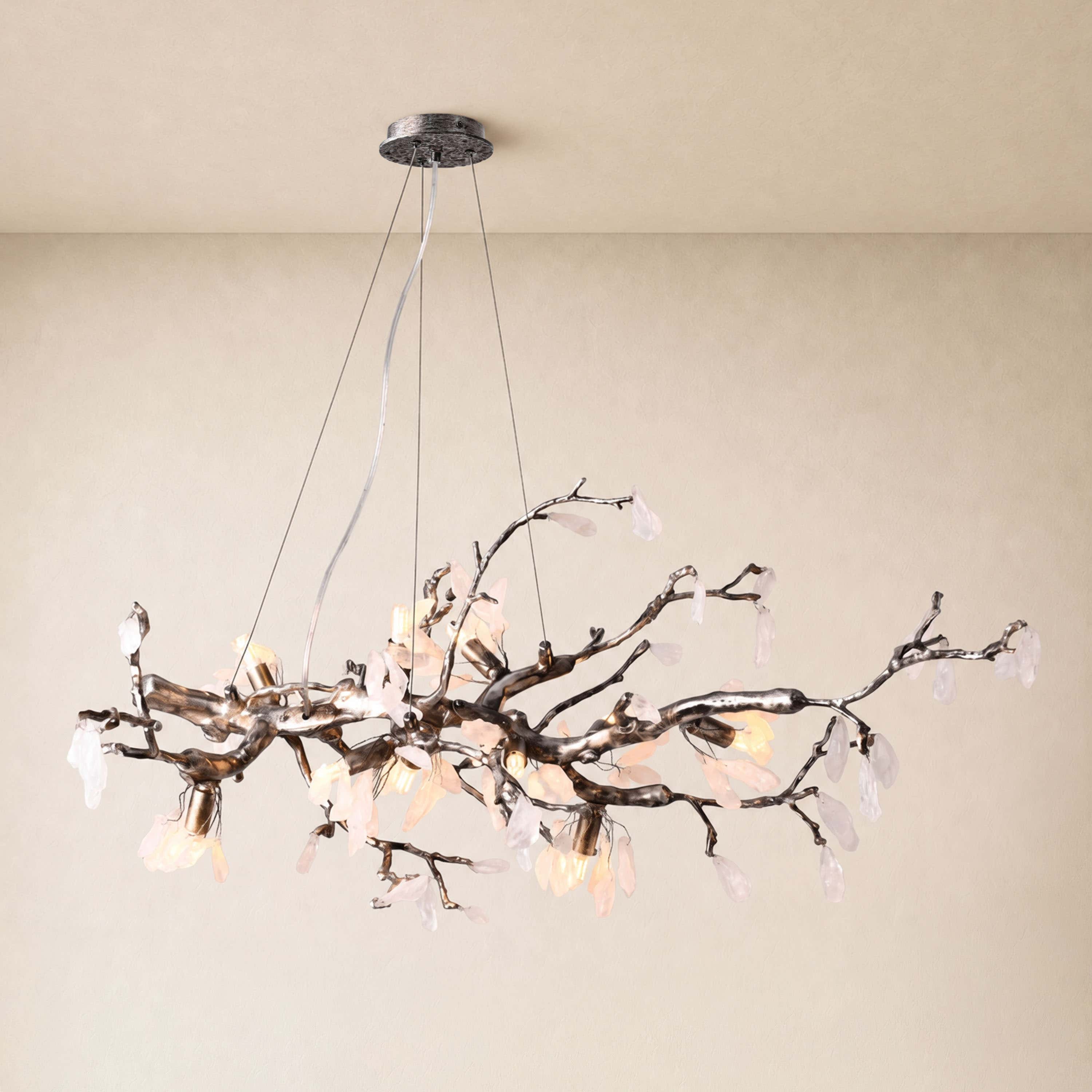 Arboris Rose Quartz Branch Chandelier 39.3"W