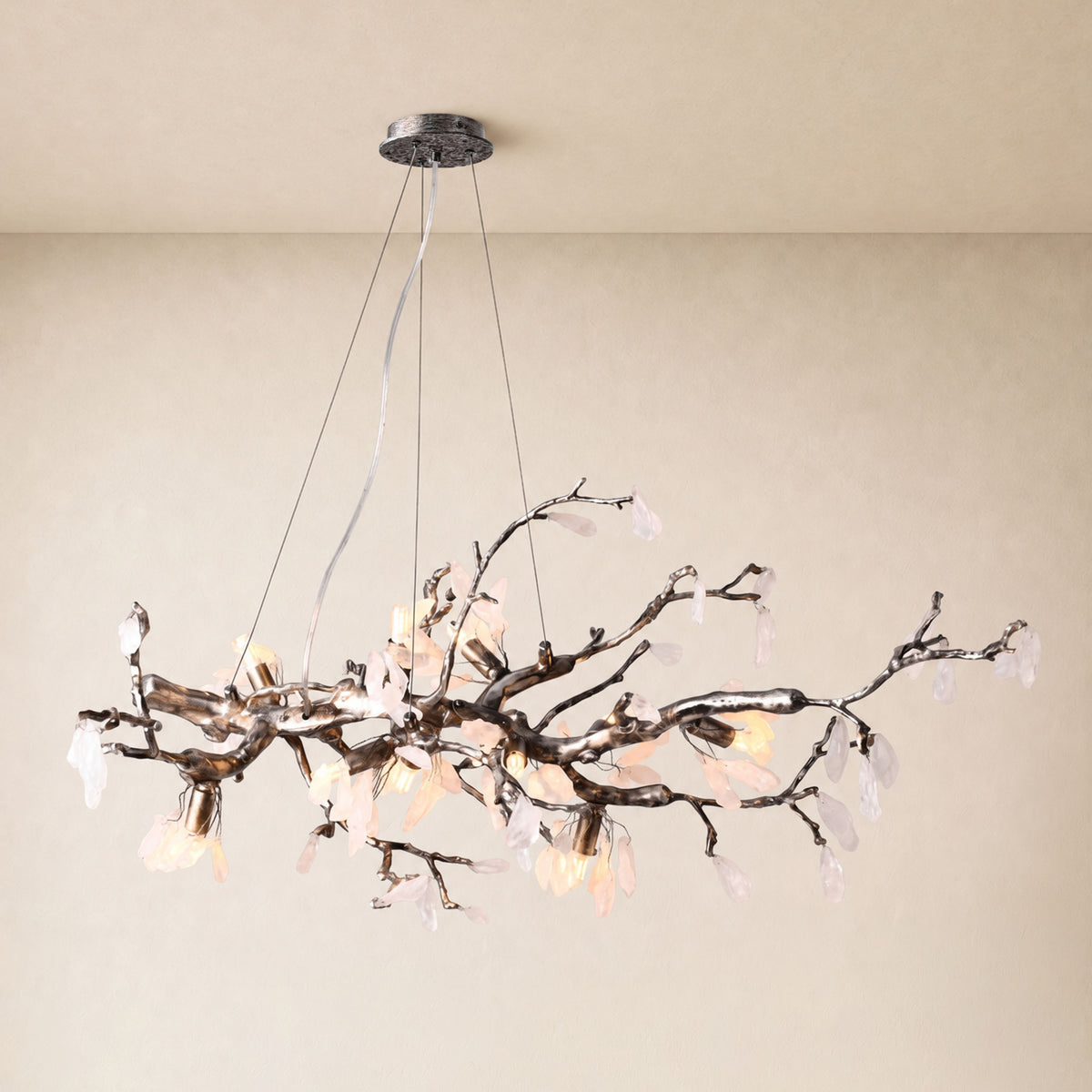 Arboris Rose Quartz Branch Chandelier 39.3"W