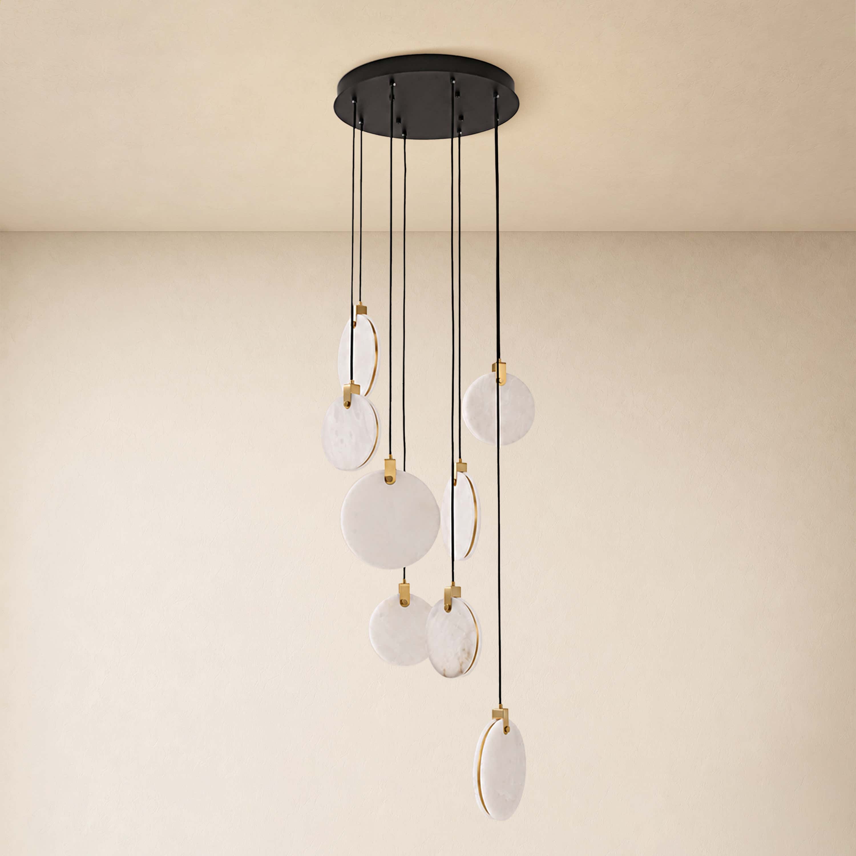Orbelis Alabaster Round Multi-Light Chandelier 20"D