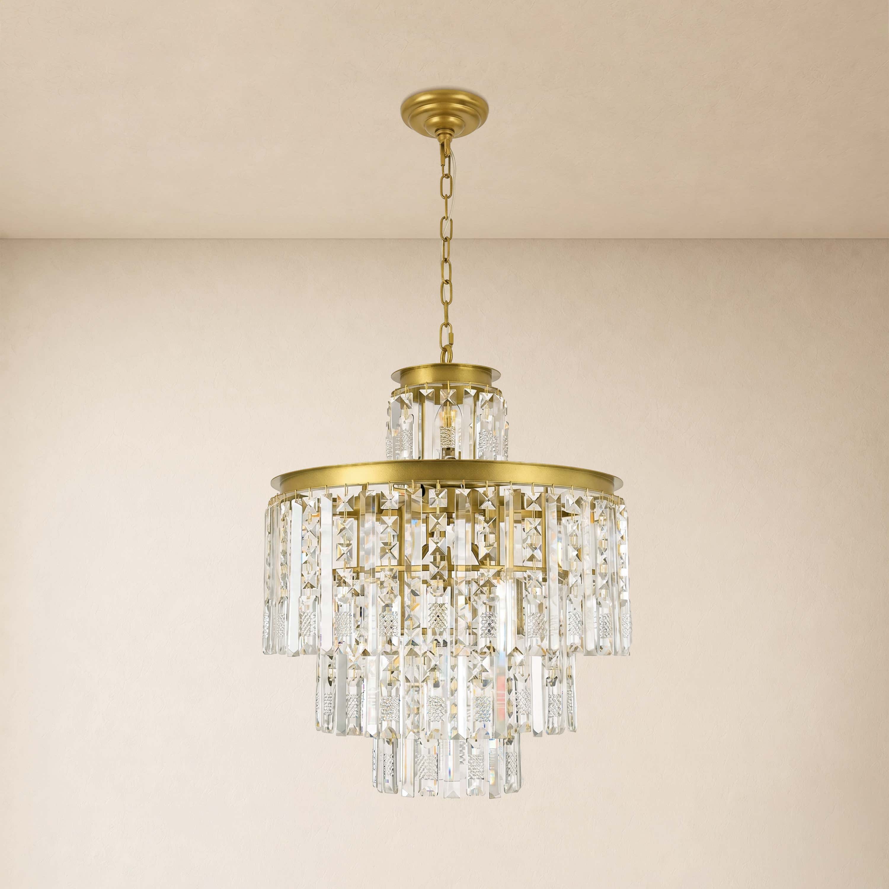 Lucentra Crystal Tiered Round Pendant 20"D