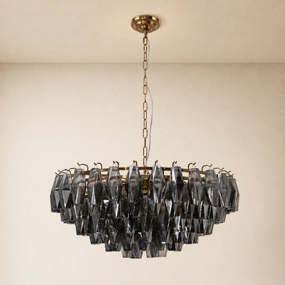Celestial Drop Smoked Crystal Round Chandelier 31.4"D