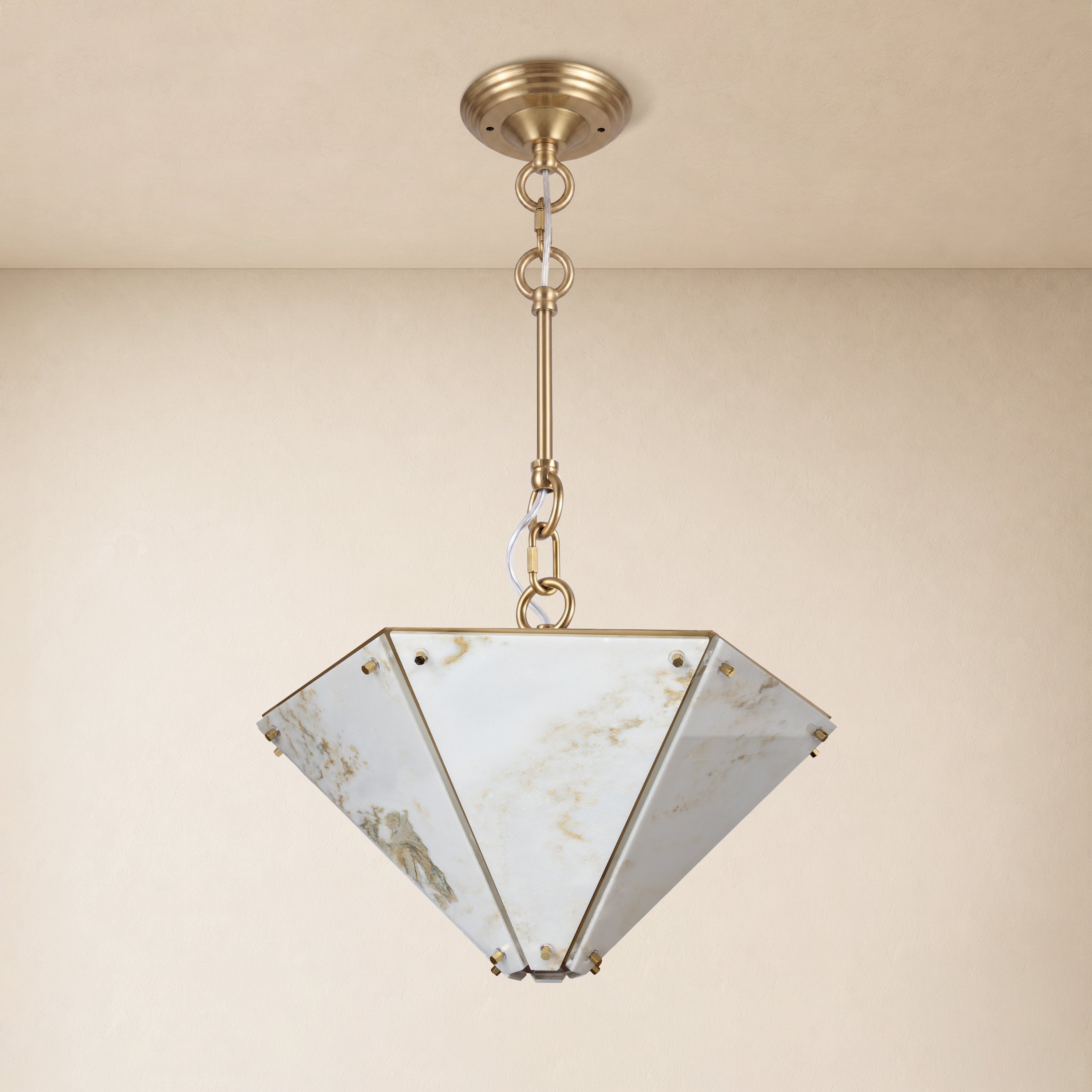Pietra White Marble Hexagonal Lantern Pendant 15.7"D
