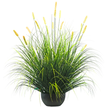 Artificial 20-Head Short Pine Grass with Curved-Straight Onion Grass Bonsai 9.4"H