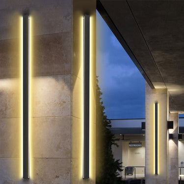 LED Long Linear Metal Waterproof Black Minimalist Outdoor Wall Lights