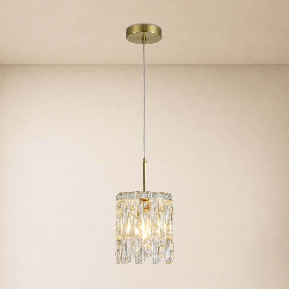 Lucentra Crystal Round Pendant 7"W#Finish_Gold